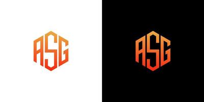 plantilla de vector de icono de monograma de polígono de diseño de logotipo de letra asg