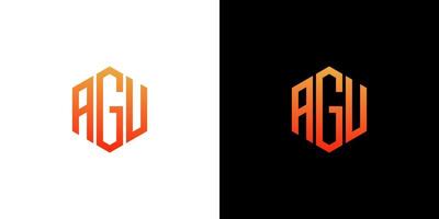 AGU Letter Logo Design polygon Monogram Icon Vector Template