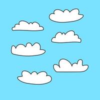 A set of white clouds on a blue background vector