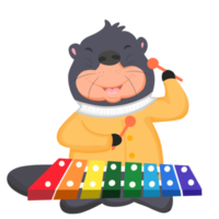 Otter playing music, cute animal play colourful xylophone , music instrument png