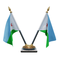 Djibouti 3d illustratie dubbele v bureau vlag staan png