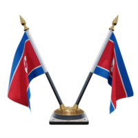 corea del norte ilustración 3d soporte de bandera de escritorio doble v png