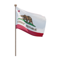 bandera de ilustración 3d de california en el poste. asta de bandera de madera png