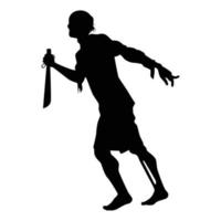 Zombie with knife silhouette vector on white background, ghost or devil in Halloween day.