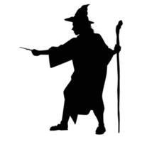 Wizard silhouette vector on white background, ghost or devil in Halloween day.