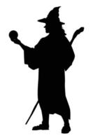 Wizard silhouette vector on white background, ghost or devil in Halloween day.