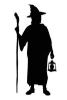 Wizard silhouette vector on white background, ghost or devil in Halloween day.