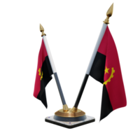 angola ilustração 3d suporte de bandeira de mesa duplo v png