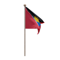 bandeira de ilustração 3d de antígua e barbuda no poste. mastro de madeira png
