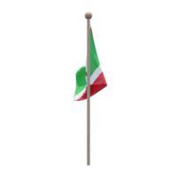 Burundi 3d illustration flag on pole. Wood flagpole png