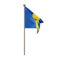 madeira 3d-illustration flagge auf der stange. Fahnenmast aus Holz png