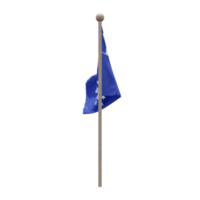 French Southern and Antarctic Lands 3d illustration flag on pole. Wood flagpole png