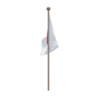 Japan 3d illustration flag on pole. Wood flagpole png