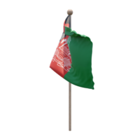 Afghanistan 3d illustration flag on pole. Wood flagpole png