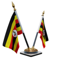 uganda 3d illustration dubbel- v skrivbord flagga stå png