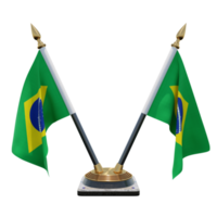 ilustração 3d do brasil suporte de bandeira de mesa dupla v png