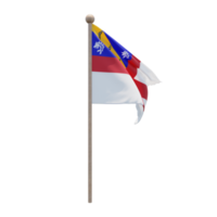 herm 3d ilustración bandera en el poste. asta de bandera de madera png