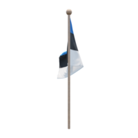 Estonia 3d illustration flag on pole. Wood flagpole png