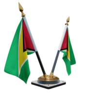 Guyana 3d illustratie dubbele v bureau vlag staan png