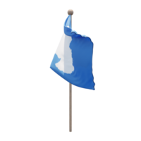 Antarctica 3d illustration flag on pole. Wood flagpole png