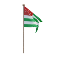 Republic of Abkhazia 3d illustration flag on pole. Wood flagpole png