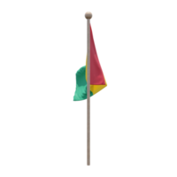 guinea 3d ilustración bandera en el poste. asta de bandera de madera png