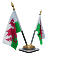 Wales 3d illustratie dubbele v bureau vlag staan png