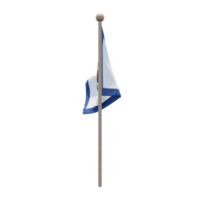 West Virginia 3d illustration flag on pole. Wood flagpole png