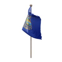 Nueva bandera de ilustración 3d de hampshire en el poste. asta de bandera de madera png