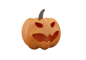 png abóbora cabeça jack o lanterna cor laranja 3d render ilustração para fundo de halloween.