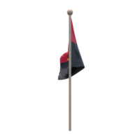 Angola 3d illustration flag on pole. Wood flagpole png