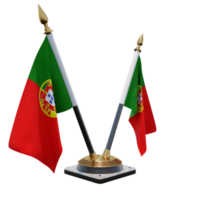 suporte de bandeira de mesa dupla v ilustração 3d de portugal png