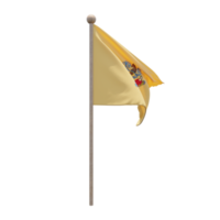 New Jersey 3d illustration flag on pole. Wood flagpole png