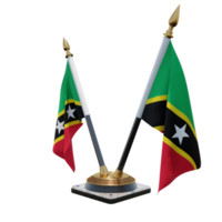 St. Kitts und Nevis 3D-Darstellung Doppel-V-Tischflaggenständer png