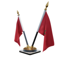 Marokko 3d illustratie dubbele v bureau vlag staan png