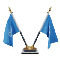 United Nations 3d illustration Double V Desk Flag Stand png