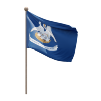 bandeira de ilustração 3d louisiana no poste. mastro de madeira png