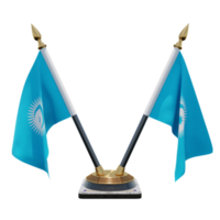 Turkic Council 3d illustration Double V Desk Flag Stand png