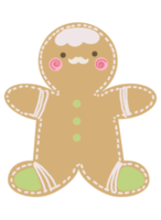 Gingerbread. Christmas gingerbreads santa and cane, xmas tree, ginger cake man, snowflake, snowman and sock, home and star homemade sweet sugar glaze cookie or winter food biscuit vector isolated set. png