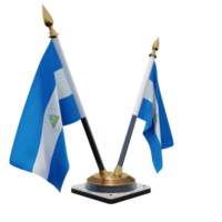 Nicaragua 3d illustratie dubbele v bureau vlag staan png