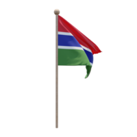 Gambia 3d illustratie vlag Aan pool. hout vlaggenmast png