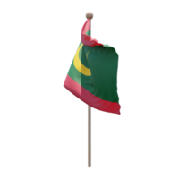 Mauretanien 3D-Darstellung Flagge auf der Stange. Fahnenmast aus Holz png