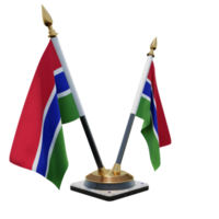 Gambia 3d illustration Double V Desk Flag Stand png