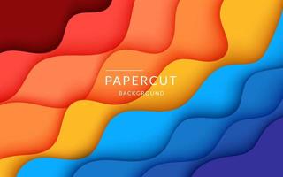 Multi layers colorful wavy texture 3D papercut layers in gradient vector banner. Abstract paper cut art background design for website template. Topography map concept or smooth origami paper cut