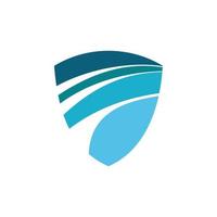 blue shield shape logo design vector