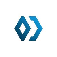 hexagon blue line logo design vector