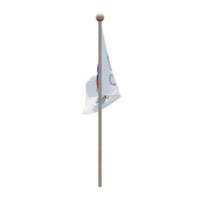 Mayotte 3D-Darstellung Flagge auf der Stange. Fahnenmast aus Holz png