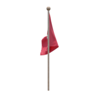 Isle of Mann 3d illustration flag on pole. Wood flagpole png