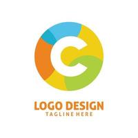 full color circle letter c logo design vector