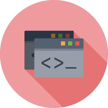 icono de sombra larga plana de codificación personalizada vector